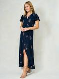 Hope & Ivy The Joslin Embellished Wrap Dress, Navy