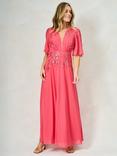 Hope & Ivy The Kemi Floral Embellished Plunge Maxi Dress, Coral