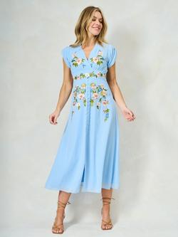 Hope & Ivy The Maude Embroidered Floral Dress, Light Blue/Multi, Light Blue/Multi