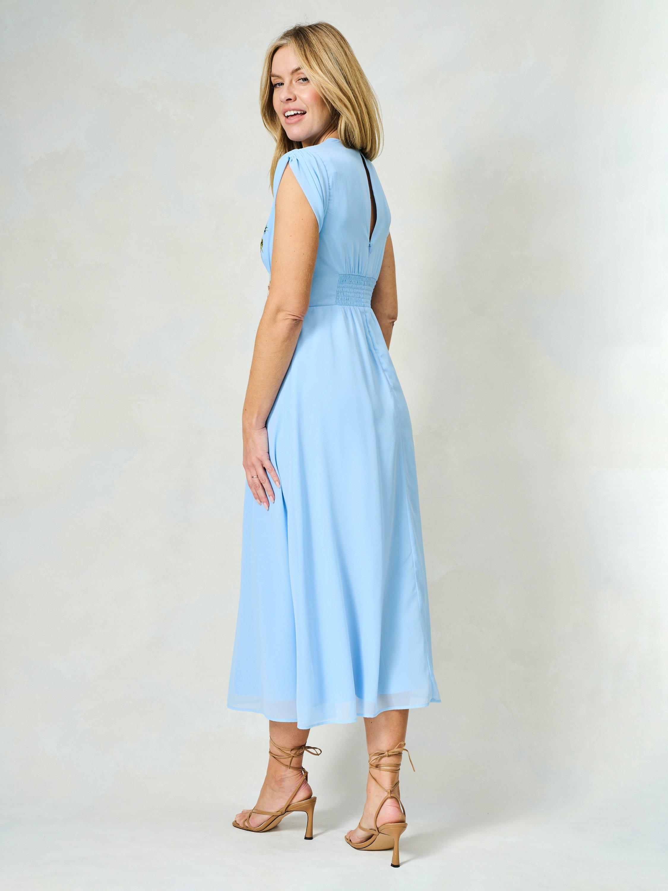 Product image 4 of 5, which shows Hope & Ivy The Maude Embroidered Floral Dress, Light Blue/Multi, 8