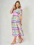 Hope & Ivy The Meredith Stripe Tea Dress, Pink/Multi