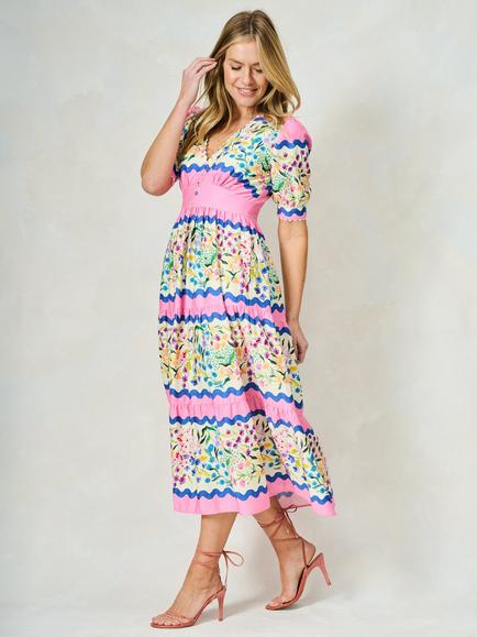 Hope & Ivy The Meredith Stripe Tea Dress, Pink/Multi - view 2, Pink/Multi