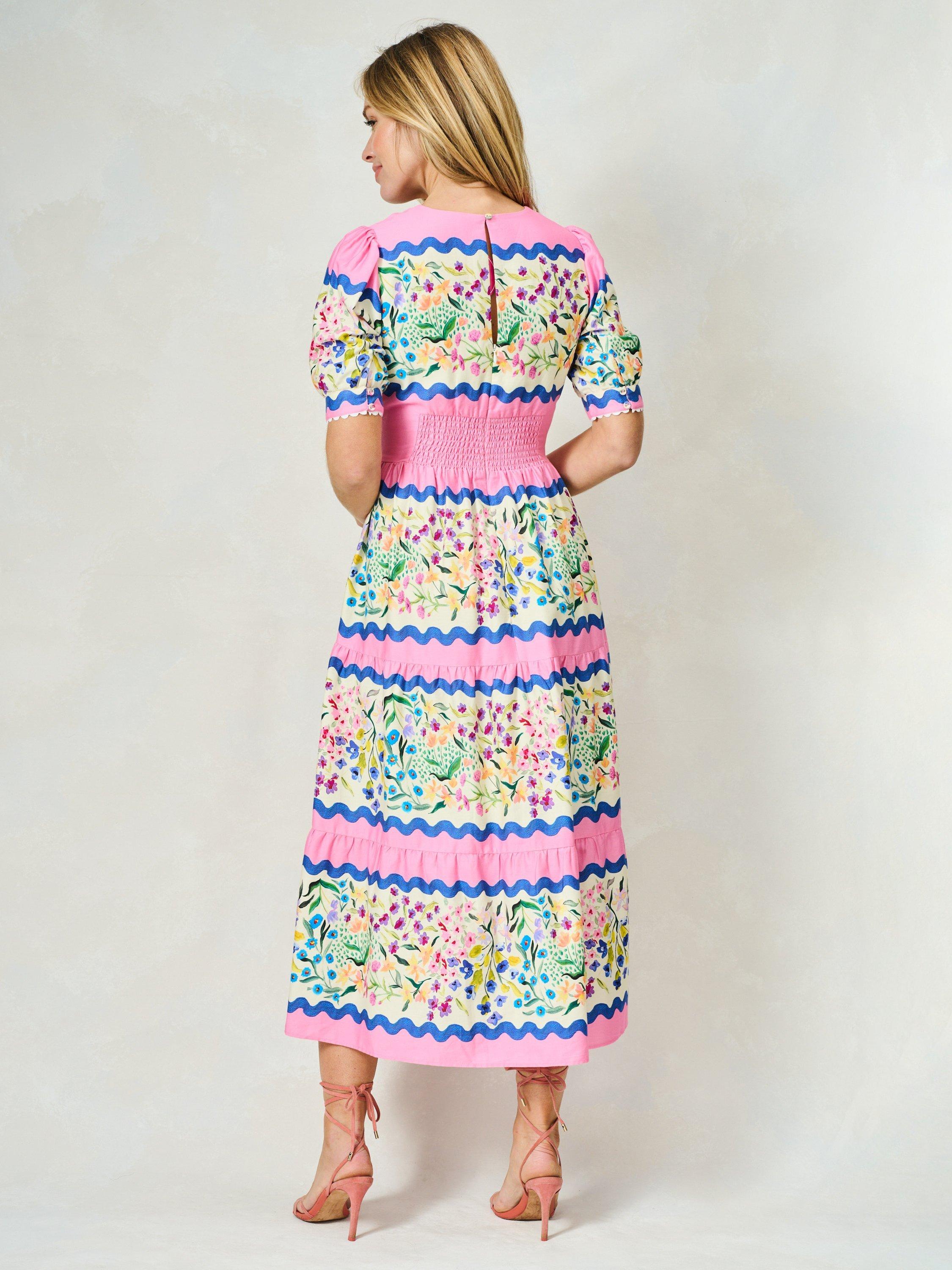Product image 4 of 6, which shows Hope & Ivy The Meredith Stripe Tea Dress, Pink/Multi, 8