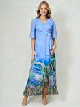 Hope & Ivy The Nadia Scene Print Ruffle Wrap Dress, Blue/Multi