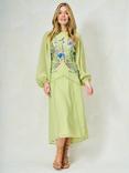 Hope & Ivy The Natalia Sequin Floral Embellished Georgette Maxi Dress, Lime