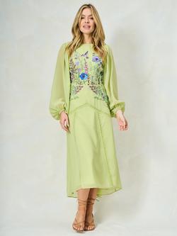 Hope & Ivy The Natalia Sequin Floral Embellished Georgette Maxi Dress, Lime, Lime