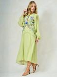 Hope & Ivy The Natalia Sequin Floral Embellished Georgette Maxi Dress, Lime