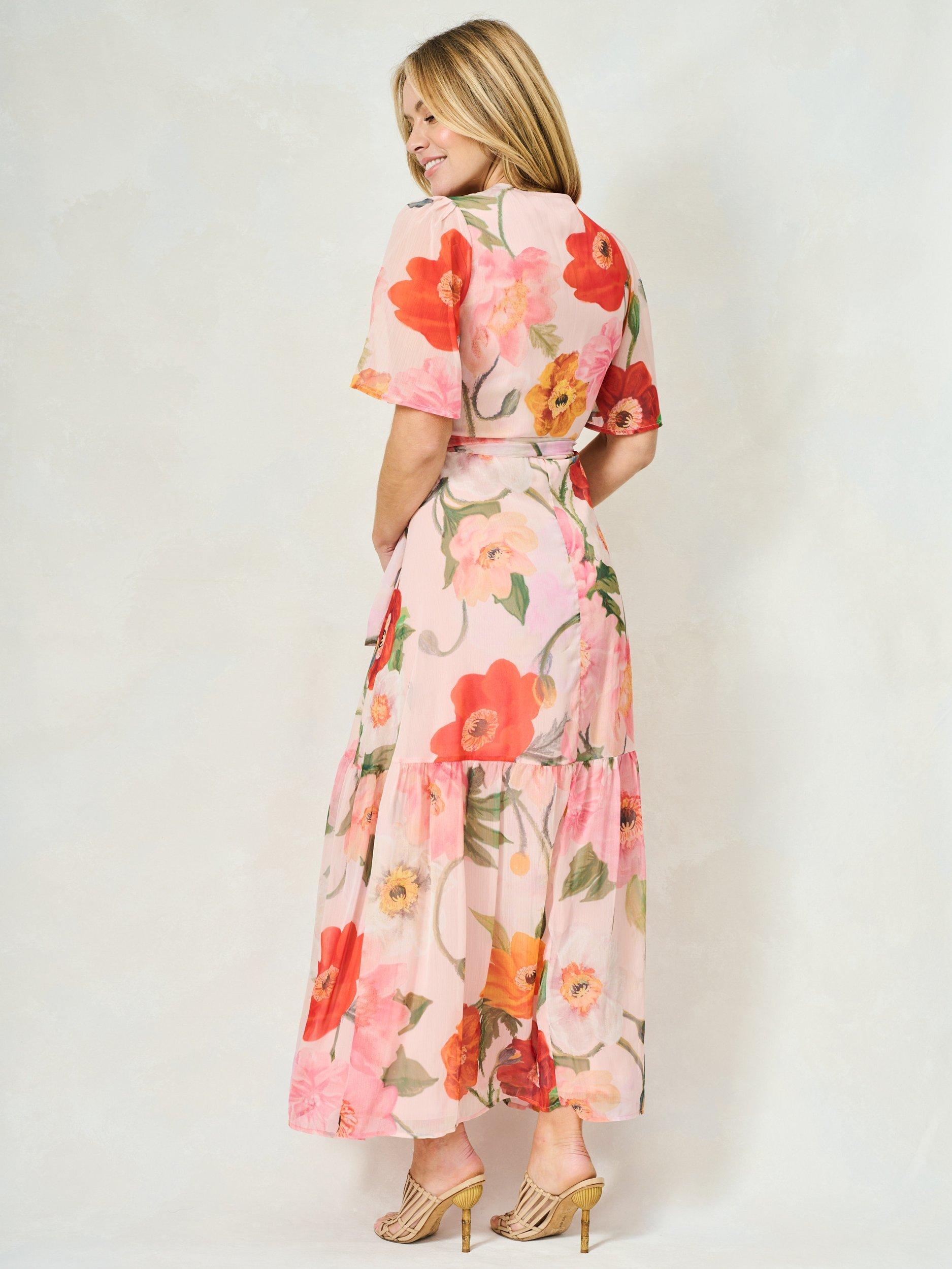 Product image 6 of 6, which shows Hope & Ivy The Nola Floral Chiffon Wrap Maxi Dress, Cream/Multi, 6
