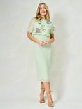Hope & Ivy The Phillipa 3D Sequin Floral Embellished Midi Dress, Green Mint
