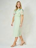 Hope & Ivy The Phillipa 3D Sequin Floral Embellished Midi Dress, Green Mint
