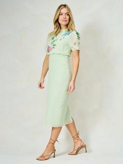 Hope & Ivy The Phillipa 3D Sequin Floral Embellished Midi Dress, Green Mint - view 2, Green Mint
