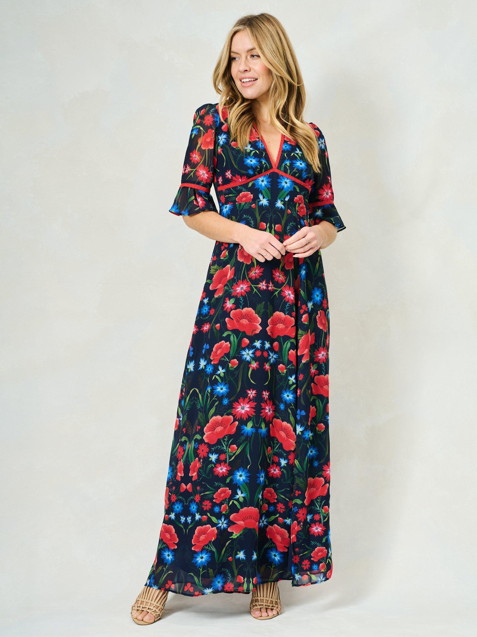 Product image 1 of 5, which shows Hope & Ivy The Suri Floral Dress, Navy Multi, 8