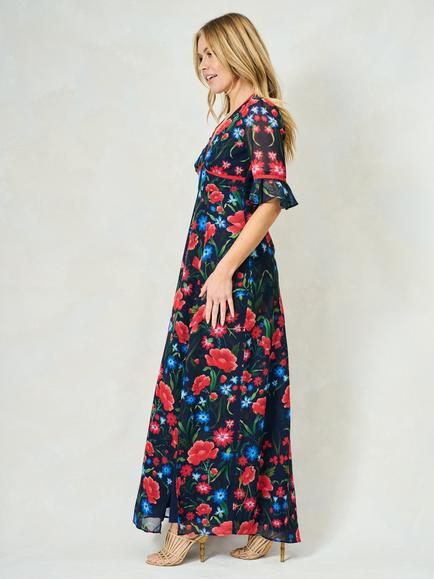 Hope & Ivy The Suri Floral Dress, Navy Multi - view 2, Navy Multi