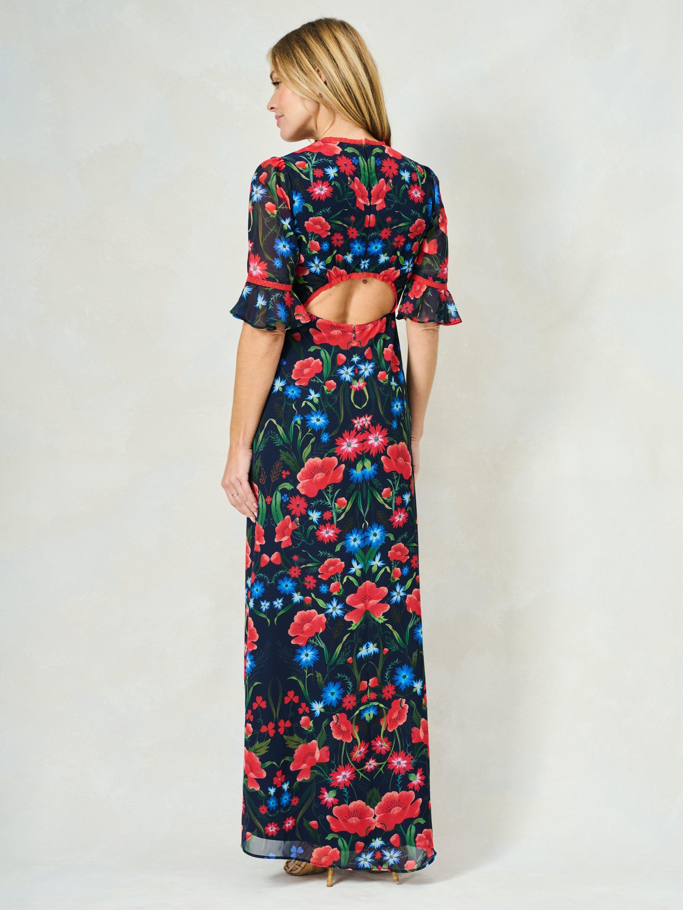 Product image 4 of 5, which shows Hope & Ivy The Suri Floral Dress, Navy Multi, 8