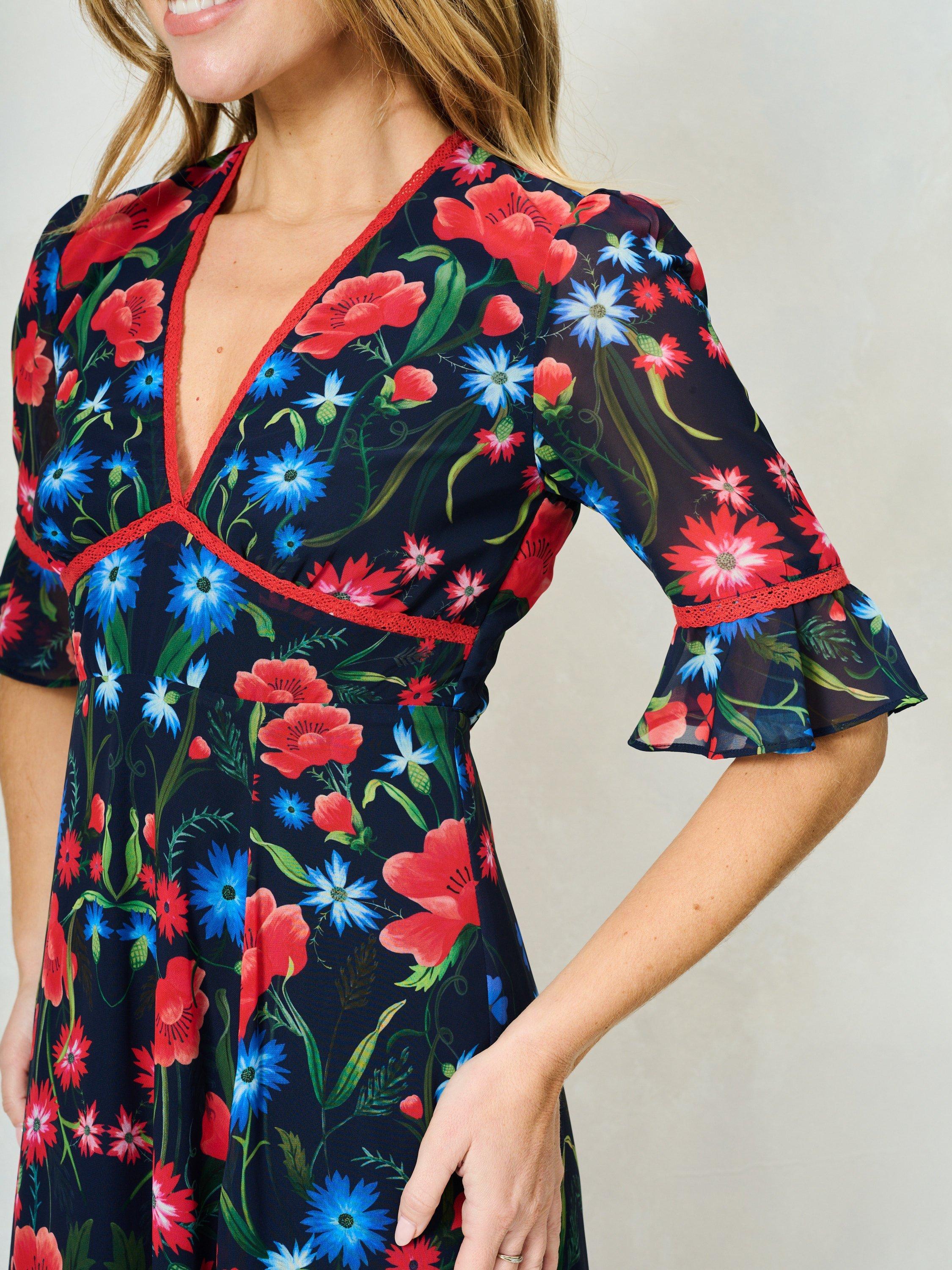 Product image 5 of 5, which shows Hope & Ivy The Suri Floral Dress, Navy Multi, 8