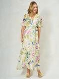 Hope & Ivy The Valentina Floral Chiffon Wrap Maxi Dress, White/Multi