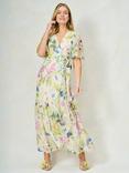 Hope & Ivy The Valentina Floral Chiffon Wrap Maxi Dress, White/Multi