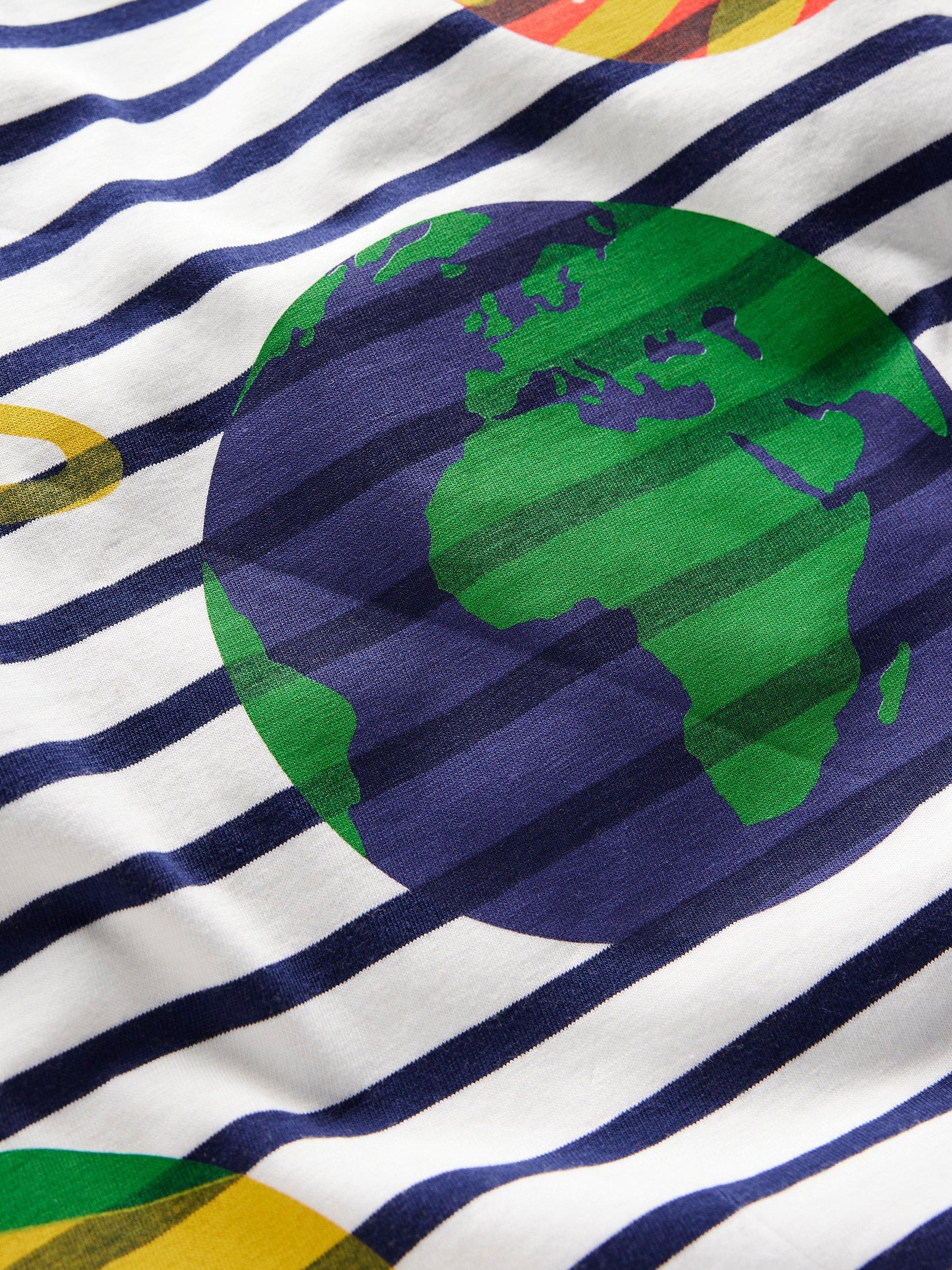 Product image 3 of 3, which shows Mini Boden Kids' Riso Graphic T-Shirt, Blue/Ivory, 2-3 years