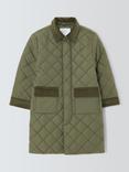 John Lewis Kids' Quilted Longline Jacket, Khaki Green