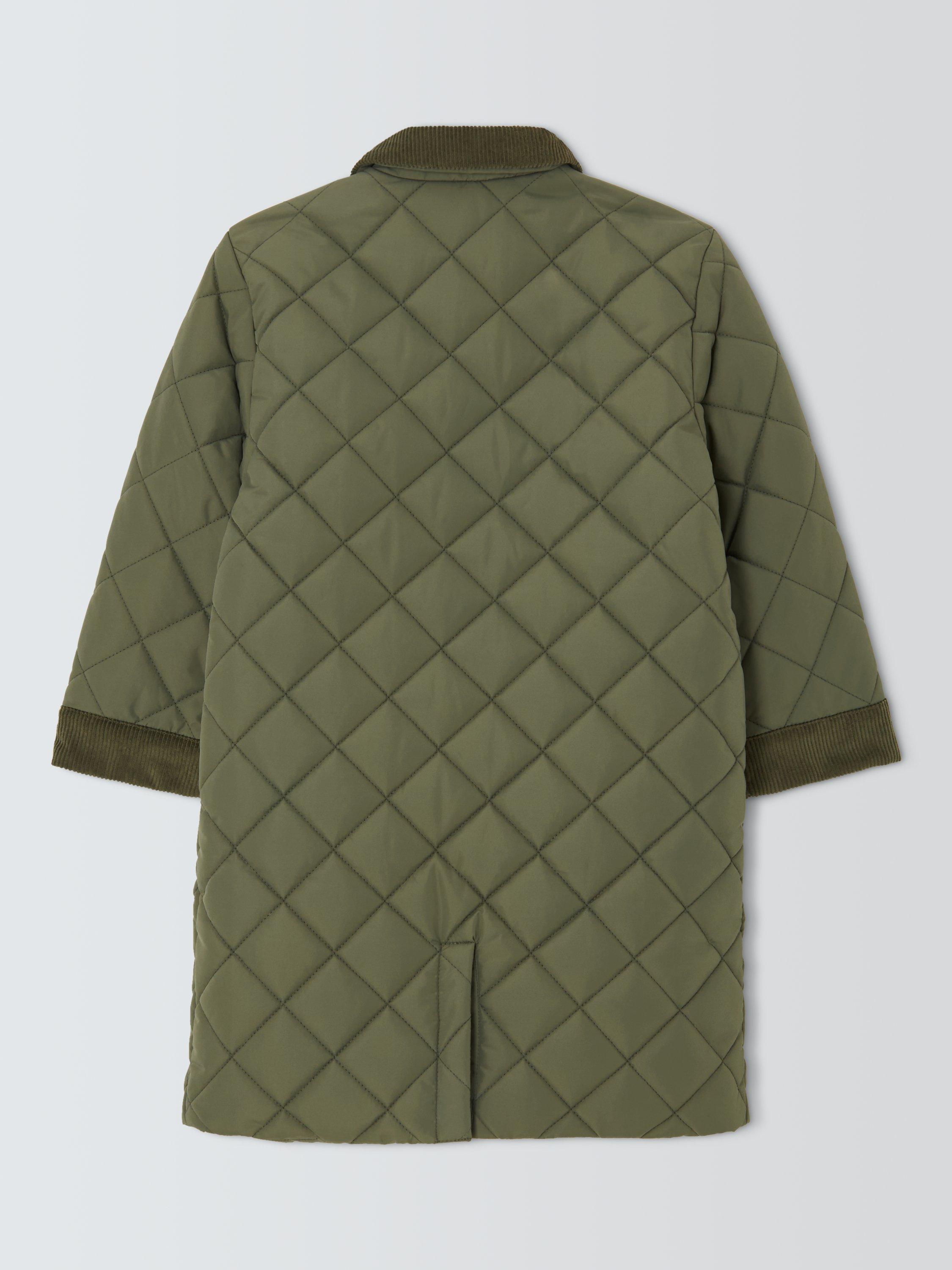 Product image 6 of 7, which shows John Lewis Kids' Quilted Longline Jacket, Khaki Green, 3 years