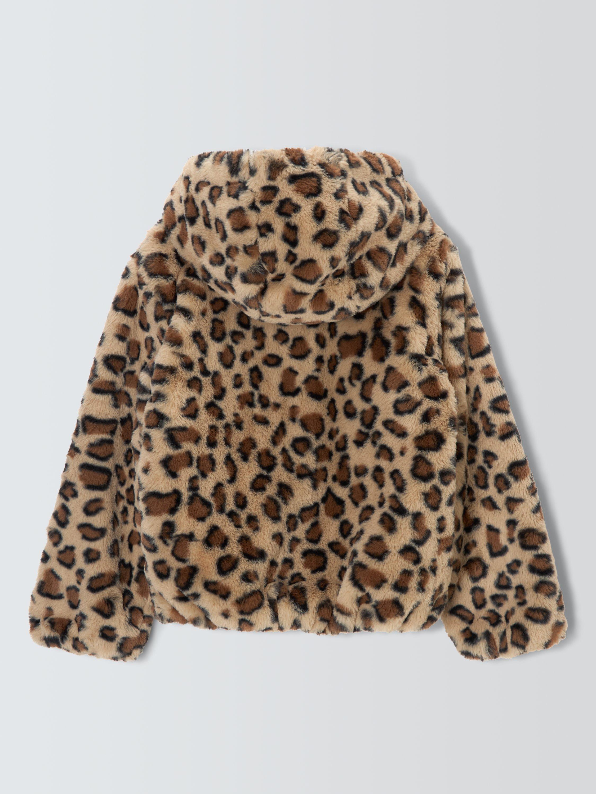 Product image 6 of 7, which shows John Lewis Kids' Leopard Print Faux Fur Bomber Jacket, Multi, 4 years