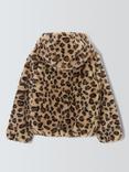John Lewis Kids' Leopard Print Faux Fur Bomber Jacket, Multi