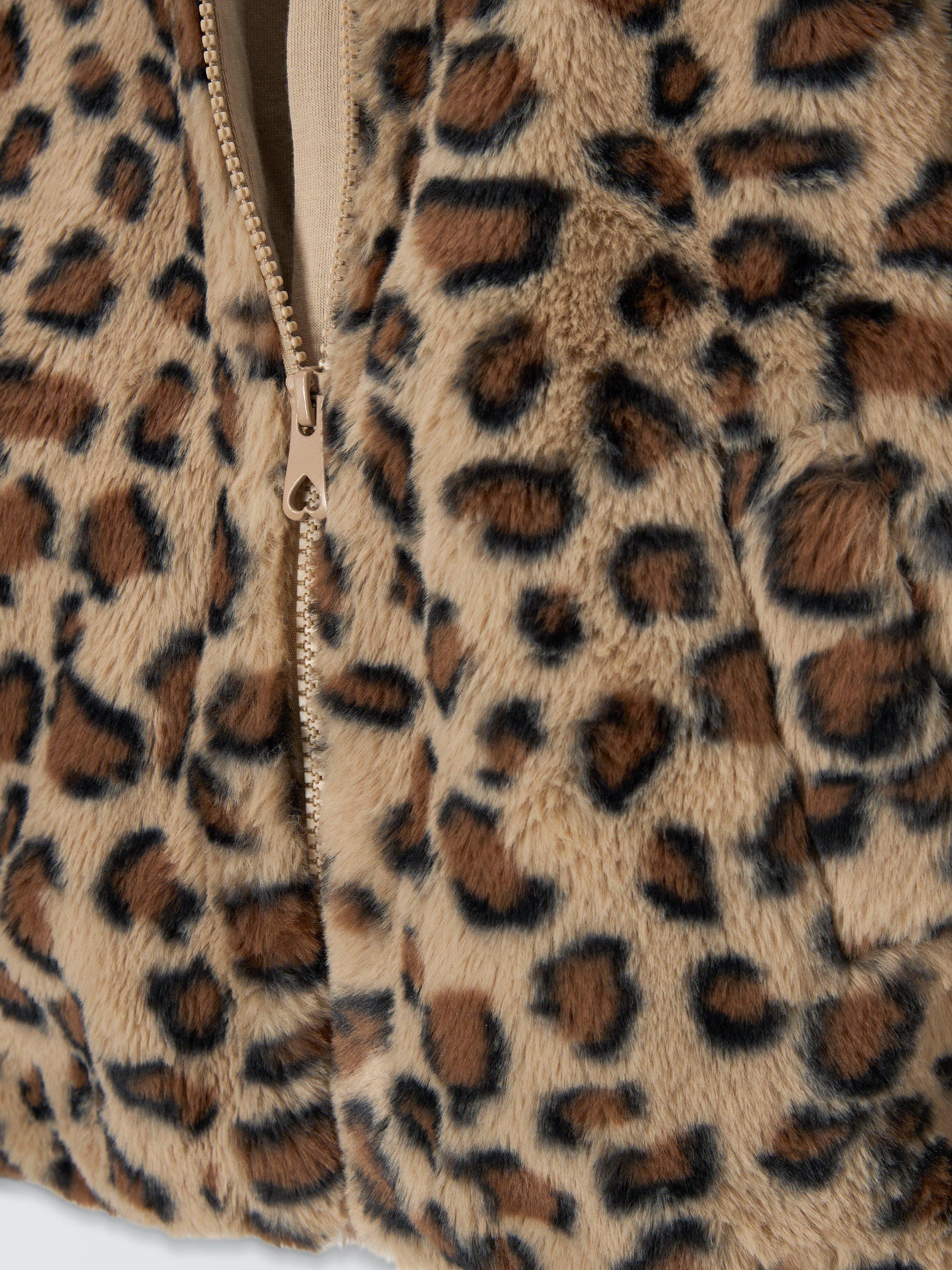 Product image 7 of 7, which shows John Lewis Kids' Leopard Print Faux Fur Bomber Jacket, Multi, 4 years