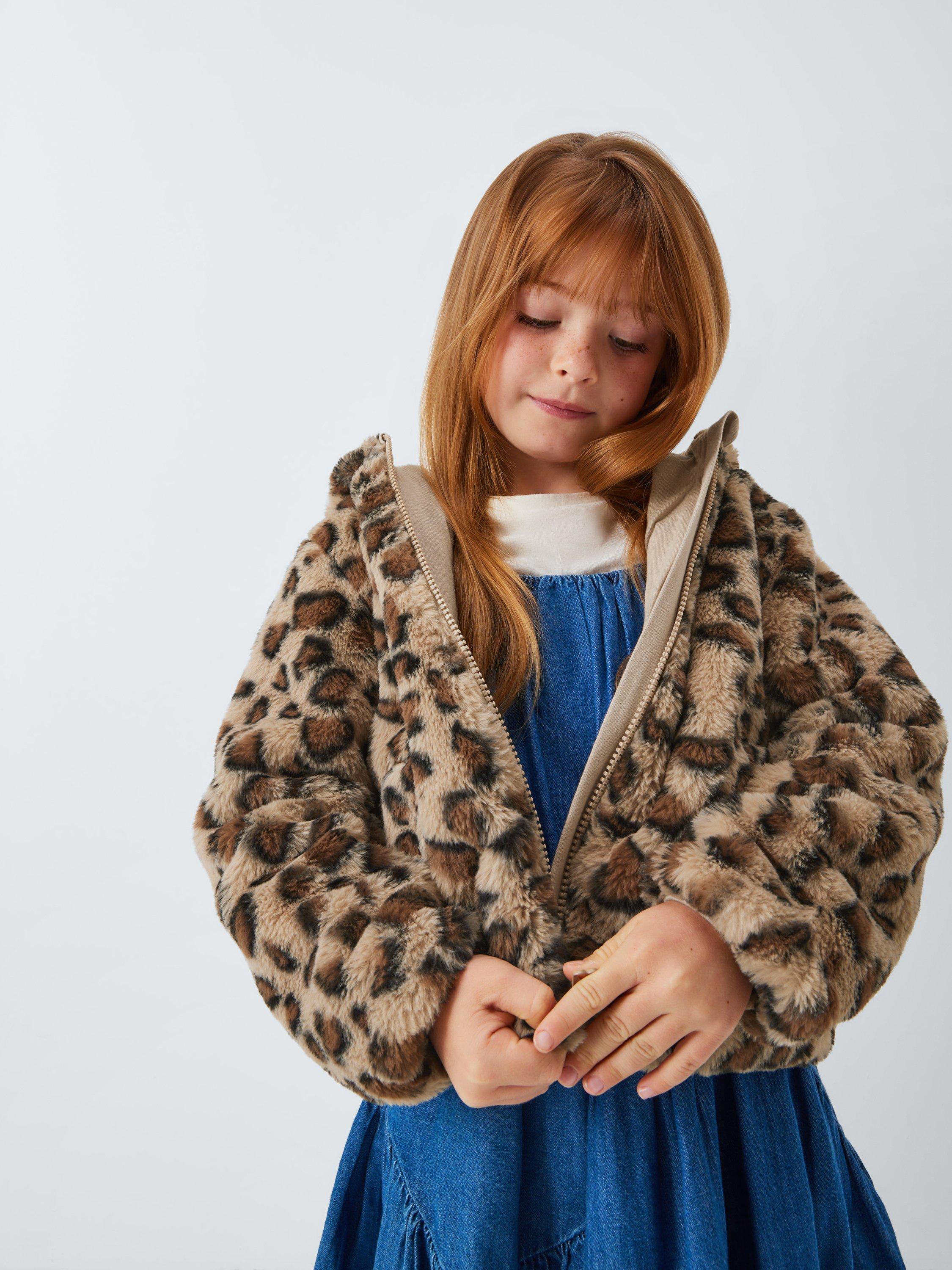 Product image 5 of 7, which shows John Lewis Kids' Leopard Print Faux Fur Bomber Jacket, Multi, 4 years
