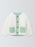 John Lewis Kids' Reversible Borg/Quilted Jacket, Cream, Green