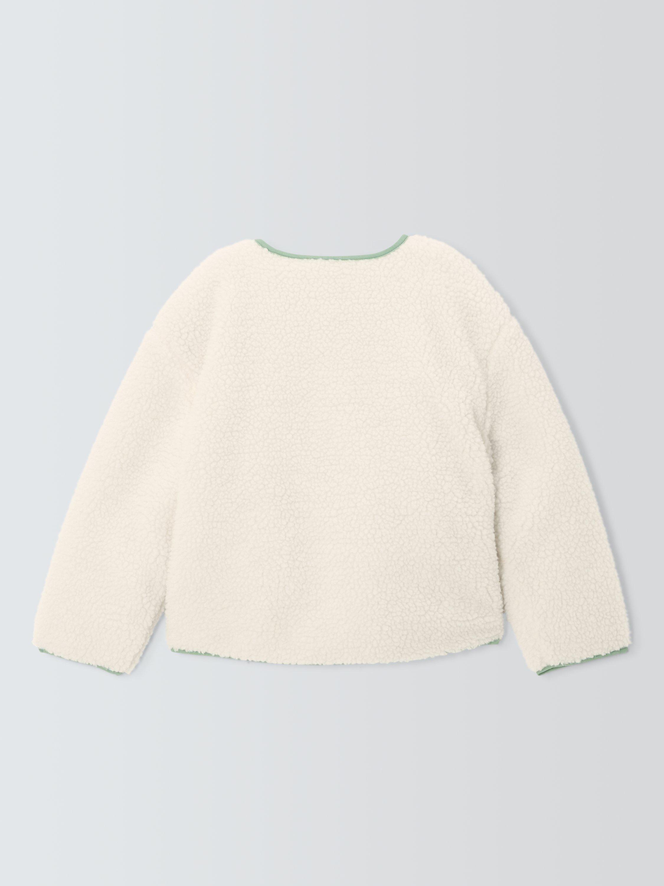 Product image 7 of 8, which shows John Lewis Kids' Reversible Borg/Quilted Jacket, Cream, Green, 4 years