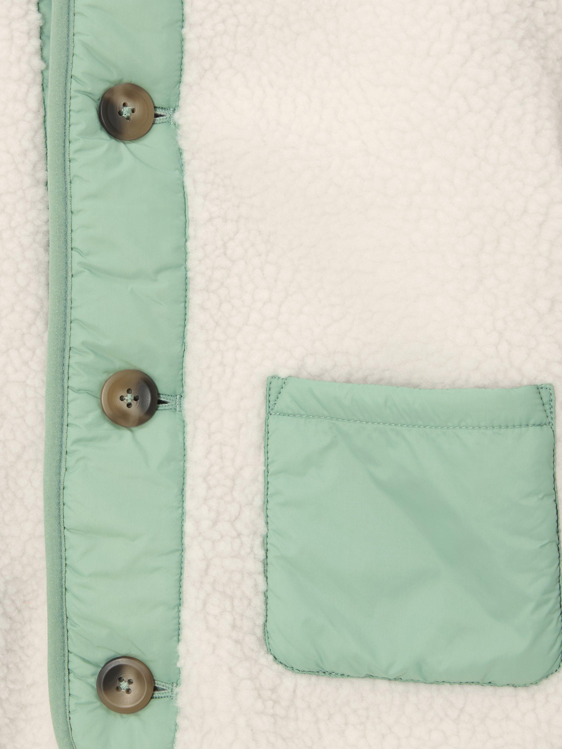 Product image 8 of 8, which shows John Lewis Kids' Reversible Borg/Quilted Jacket, Cream, Green, 4 years