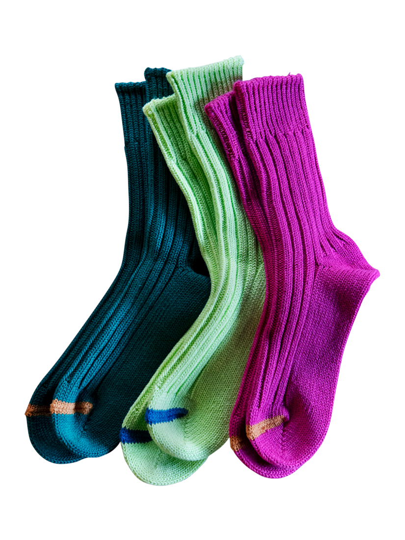 Product image 2 of 2, which shows ROTOTO Ribbed Knit Crew Socks, Green, S