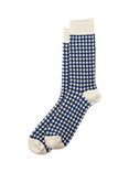 ROTOTO Gingham Check Socks, Navy