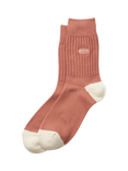ROTOTO Ribbed Knit Crew Socks, Coral, Coral
