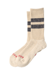 ROTOTO Double Stripe Crew Socks, Black/Beige, Black/Beige