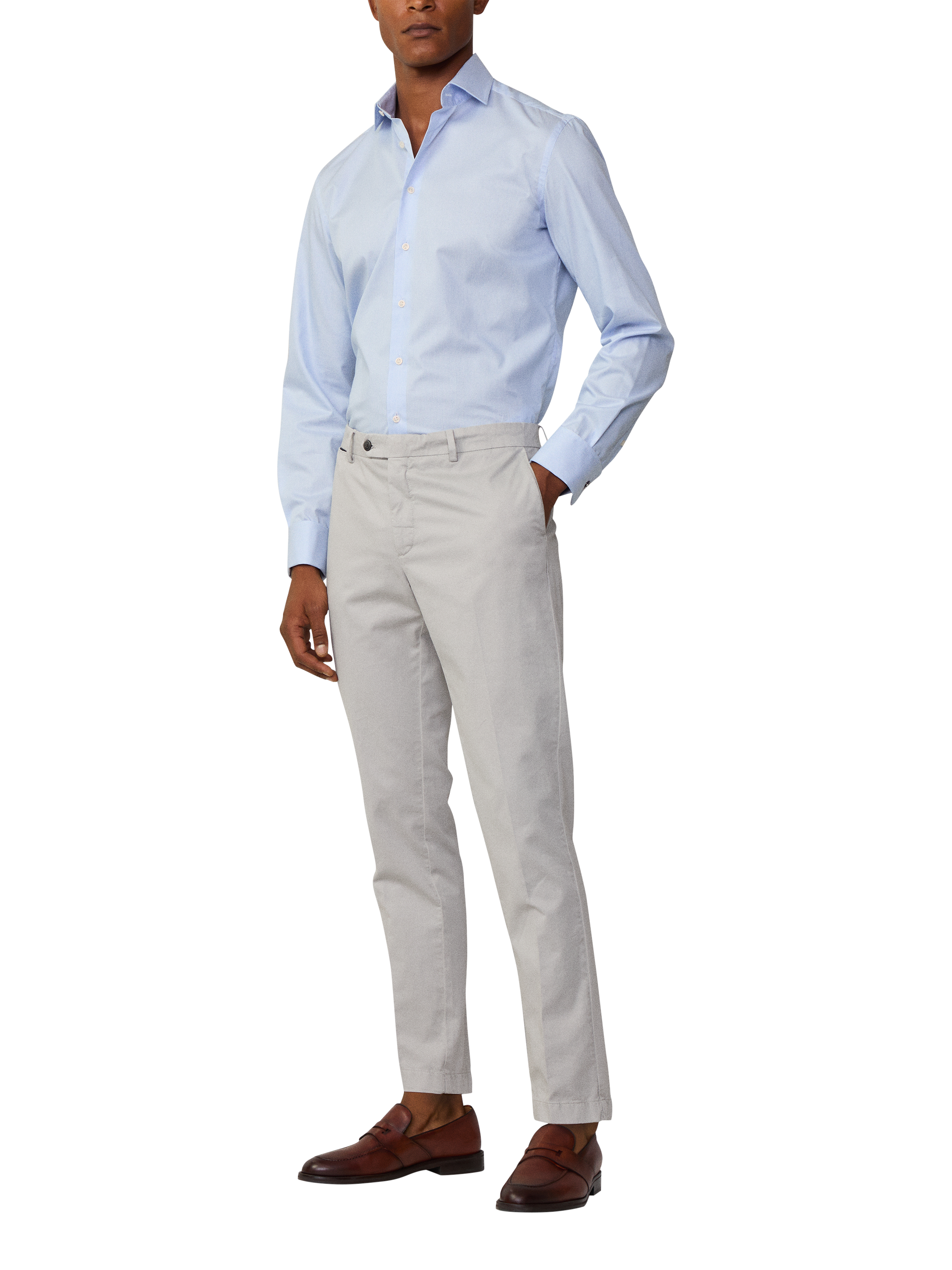 Hackett London Kensington Slim Fit Chino Trousers, Pale Grey