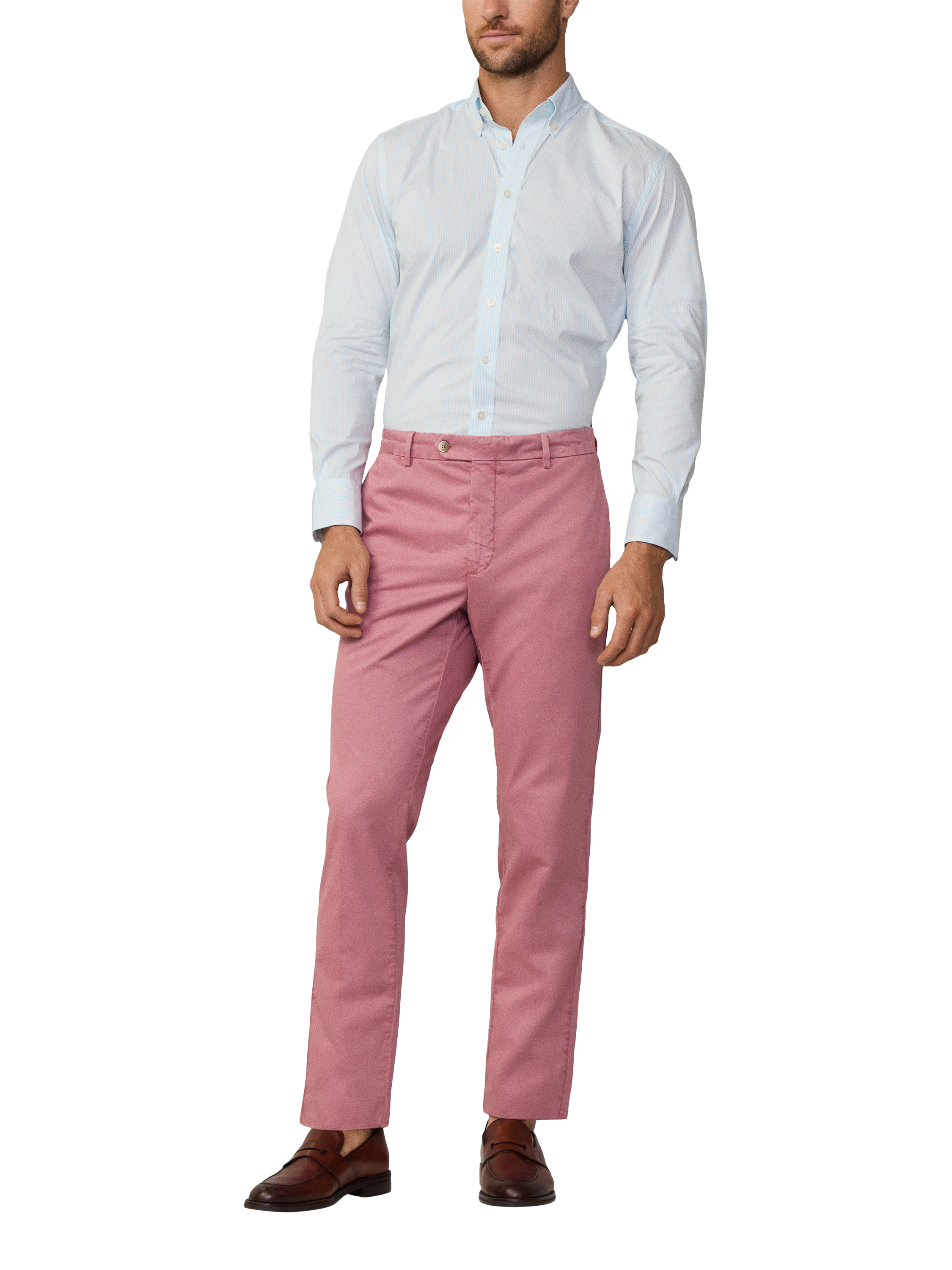 Product image 6 of 6, which shows Hackett London Slim Fit Kensington Chino Trousers, Berry Red, 28R