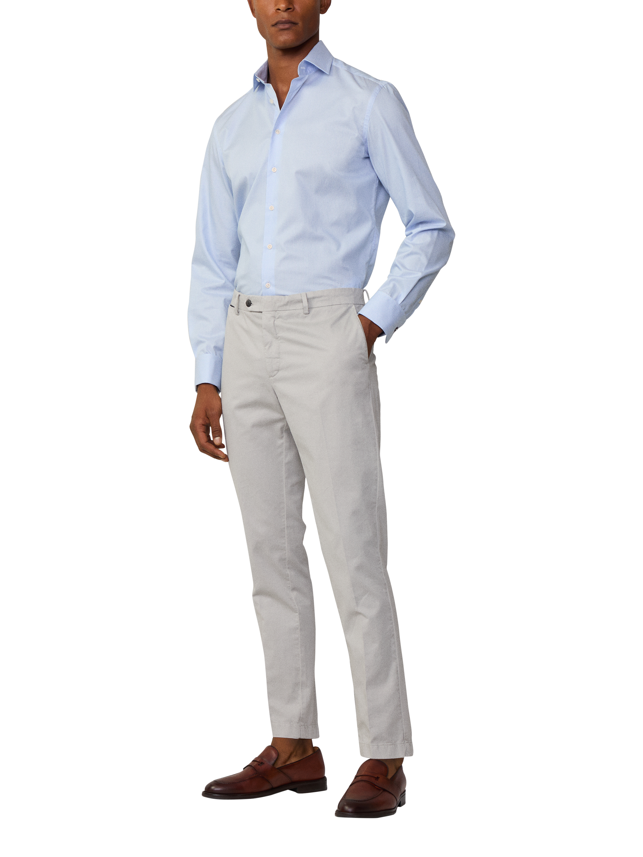 Product image 1 of 7, which shows Hackett London Slim Fit Kensington Chinos, Pale Grey, 28R