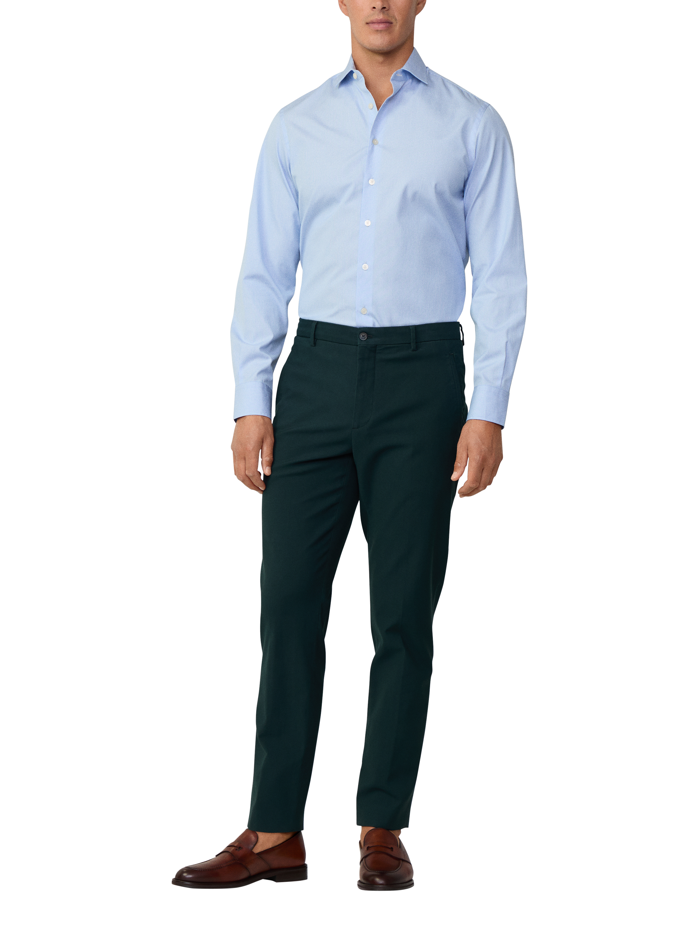 Product image 1 of 7, which shows Hackett London Tapered Fit Sloane Chinos, Dark Green, 28R
