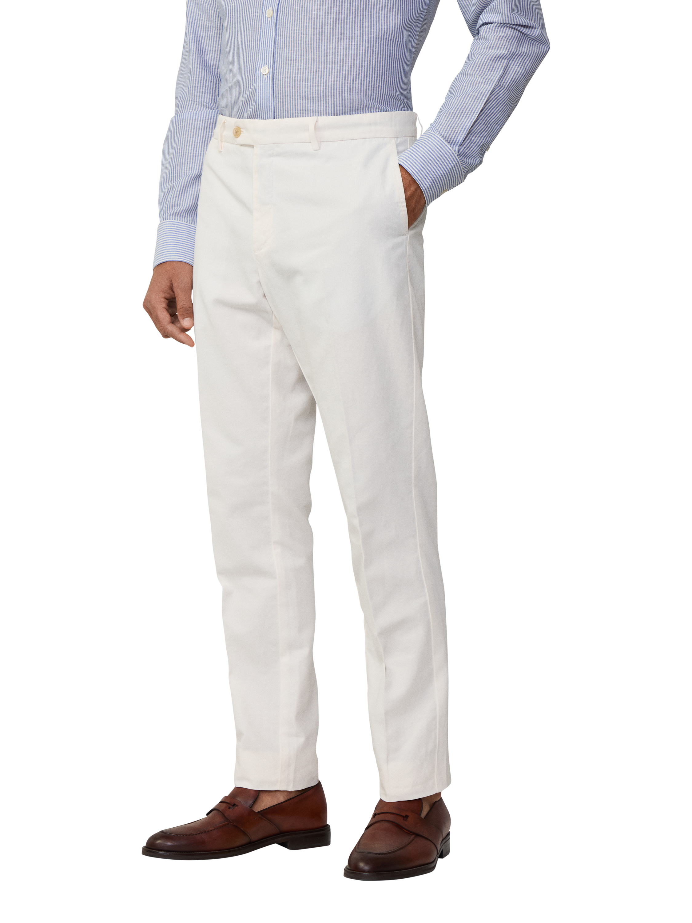 Product image 2 of 7, which shows Hackett London Slim Fit Cotton Linen Blend Kensington Chinos, Optic White, 34L