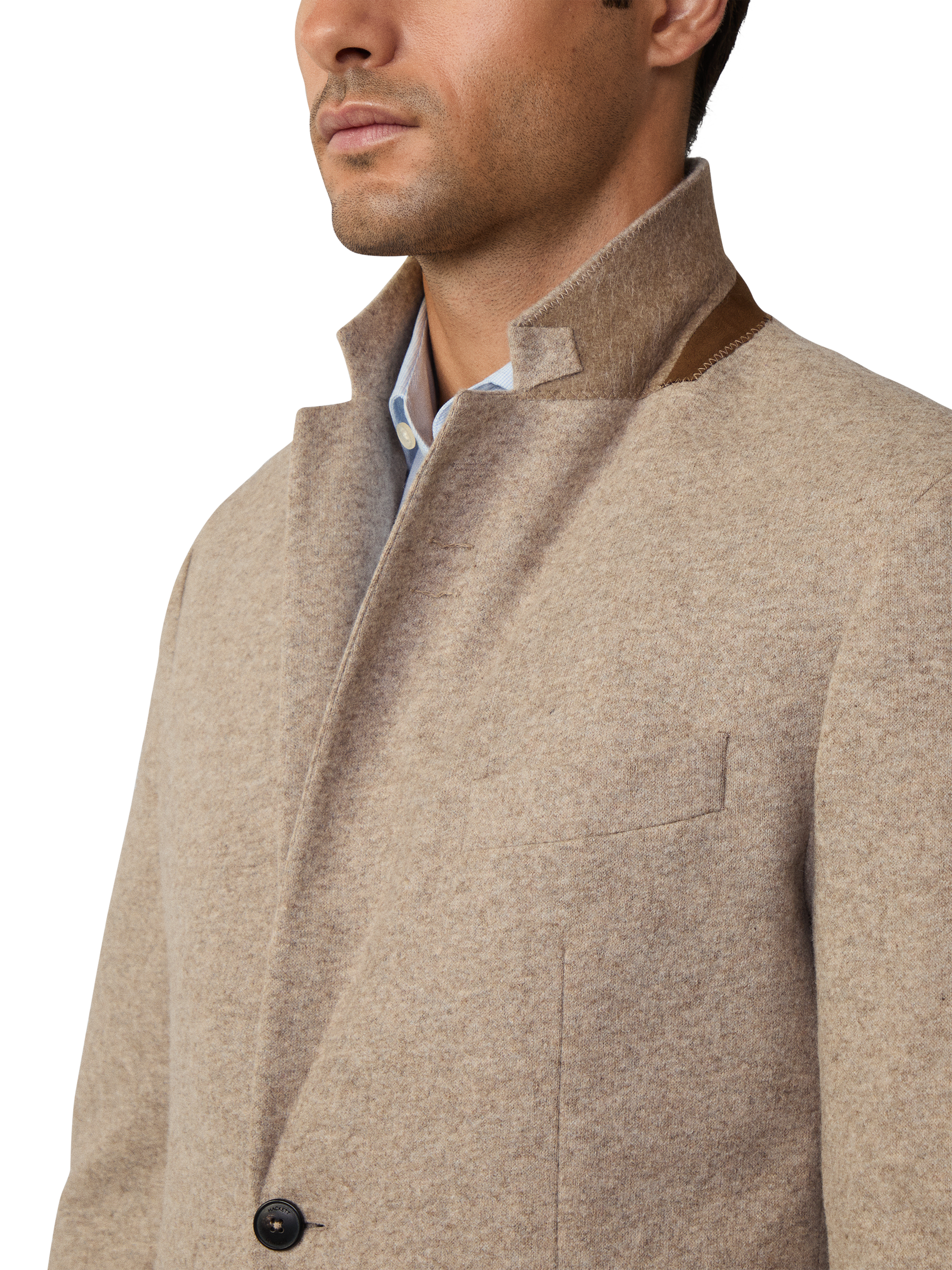 Product image 4 of 7, which shows Hackett London Melange Knit Blazer, Chino Beige, 36