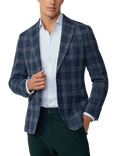 Hackett London Cotton Linen Blend Blazer, Navy
