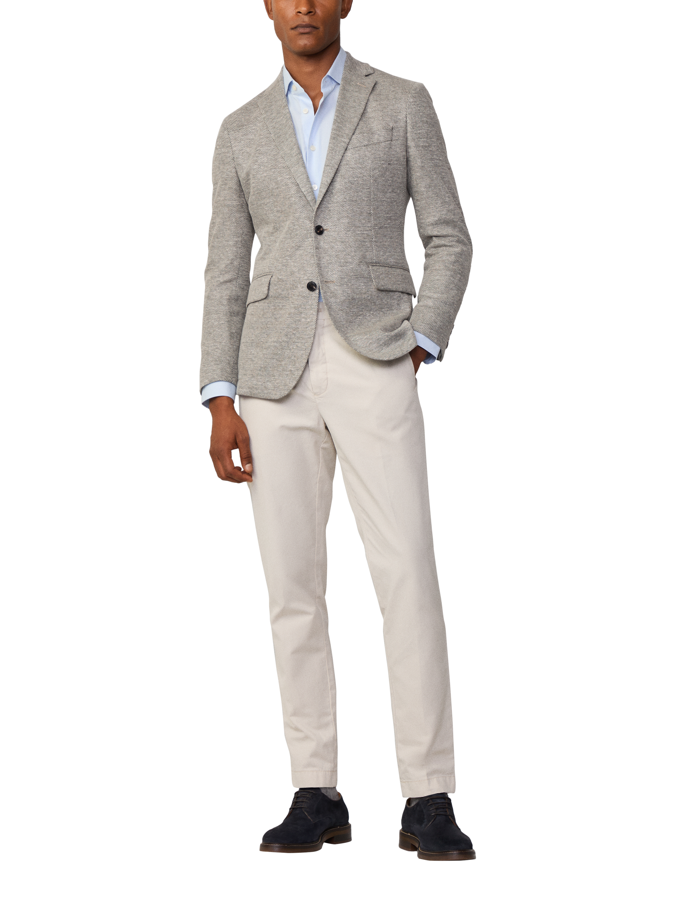 Product image 1 of 7, which shows Hackett London Wool Linen Waffle Knit Blazer, Thyme Green, 48