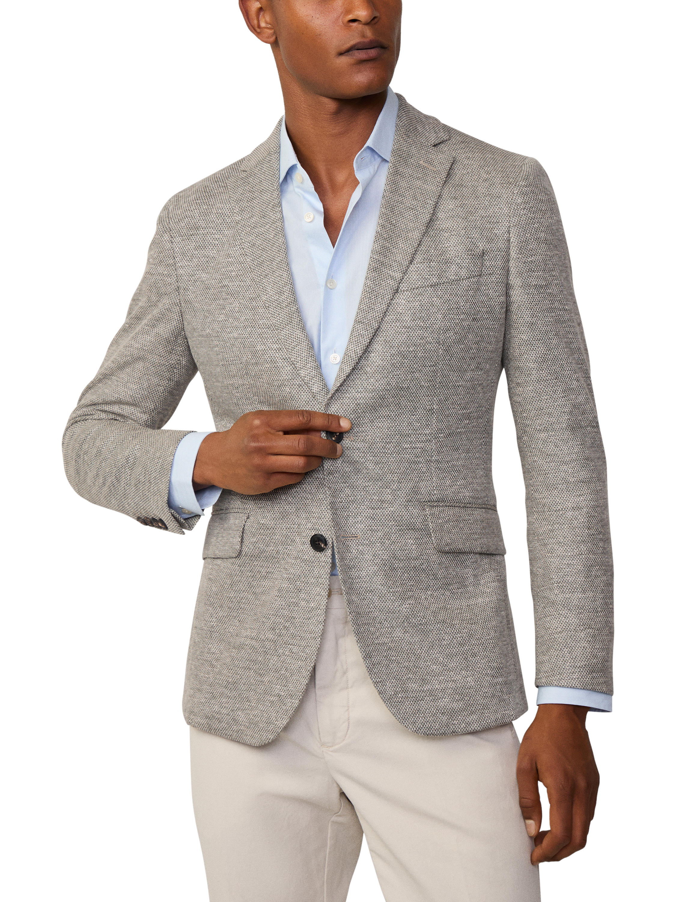 Product image 2 of 7, which shows Hackett London Wool Linen Waffle Knit Blazer, Thyme Green, 48