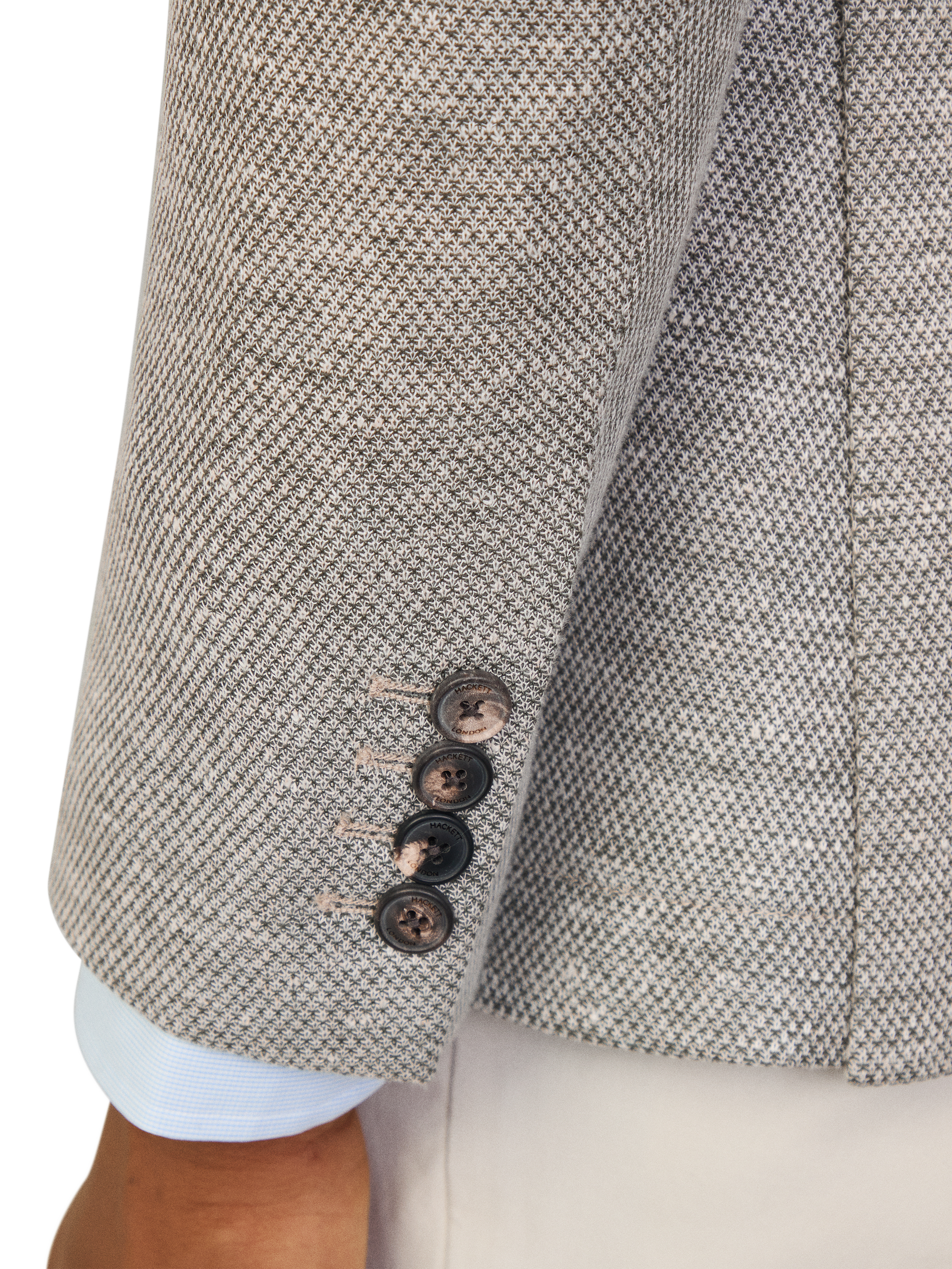 Product image 5 of 7, which shows Hackett London Wool Linen Waffle Knit Blazer, Thyme Green, 48