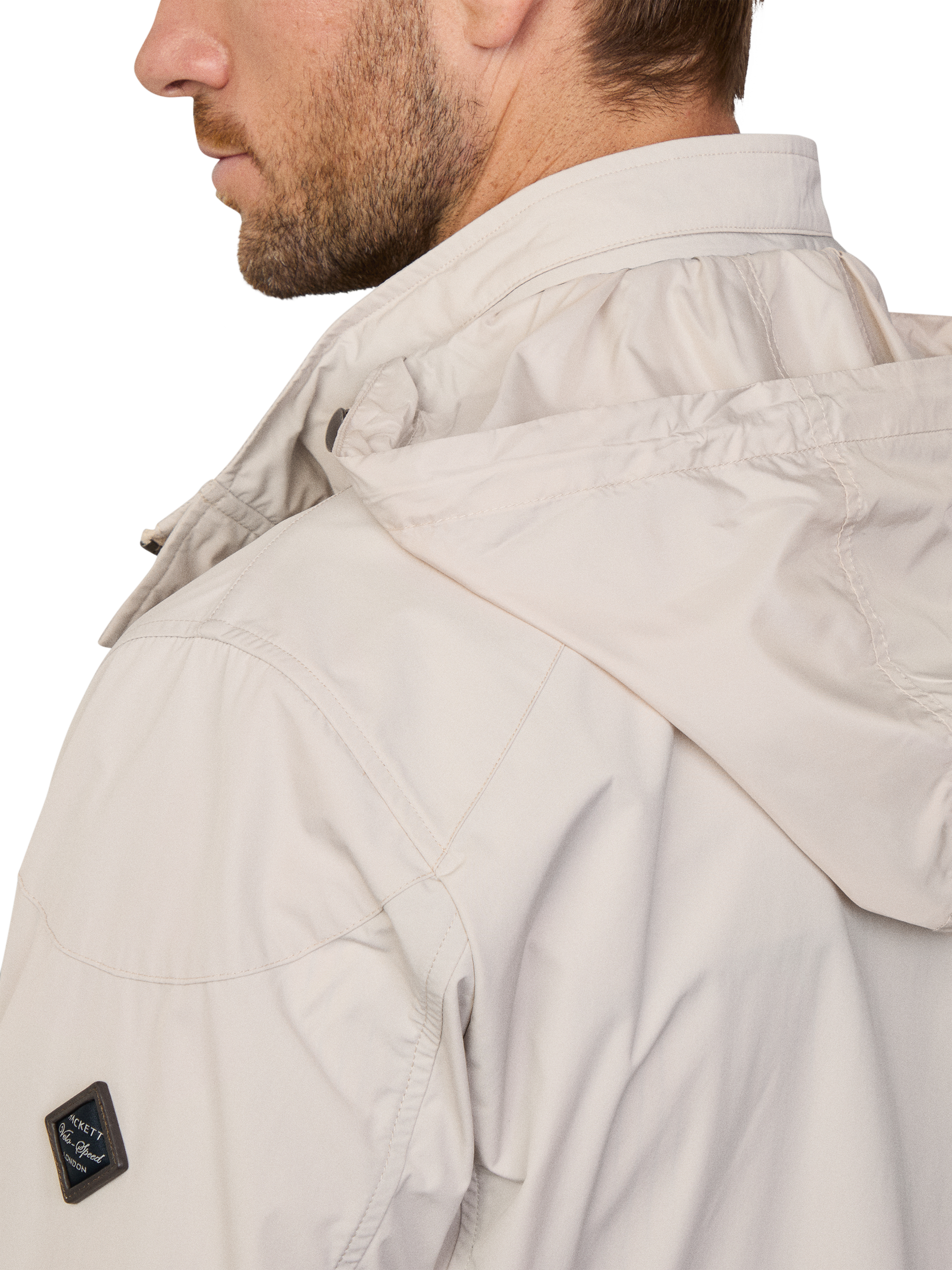 Product image 5 of 8, which shows Hackett London Unlined Velospeed Cargo Jacket, Linen Beige, XXL