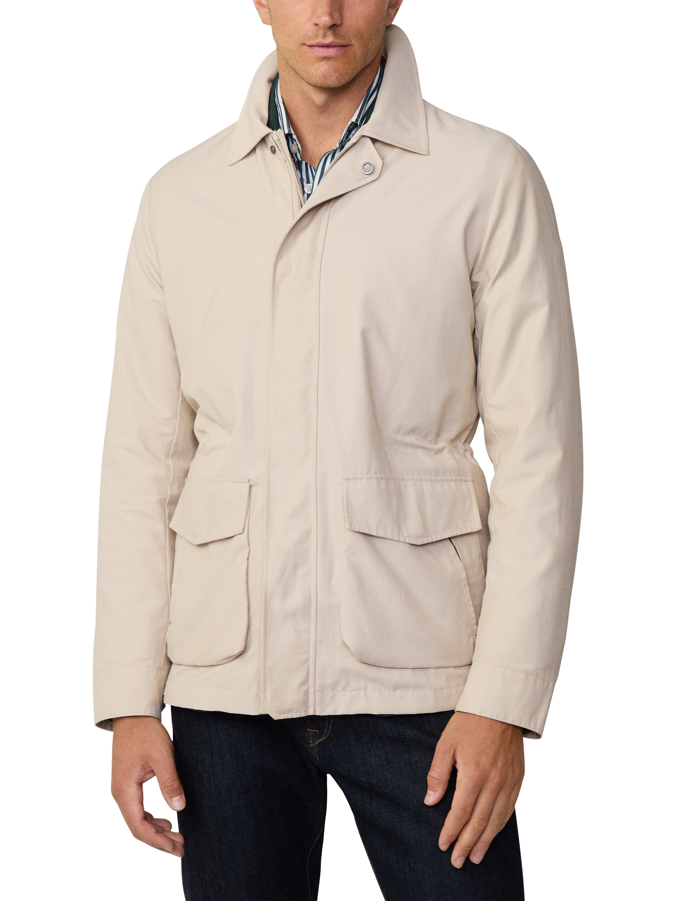 Product image 2 of 8, which shows Hackett London Two Pocket Car Coat, Linen Beige, XXL