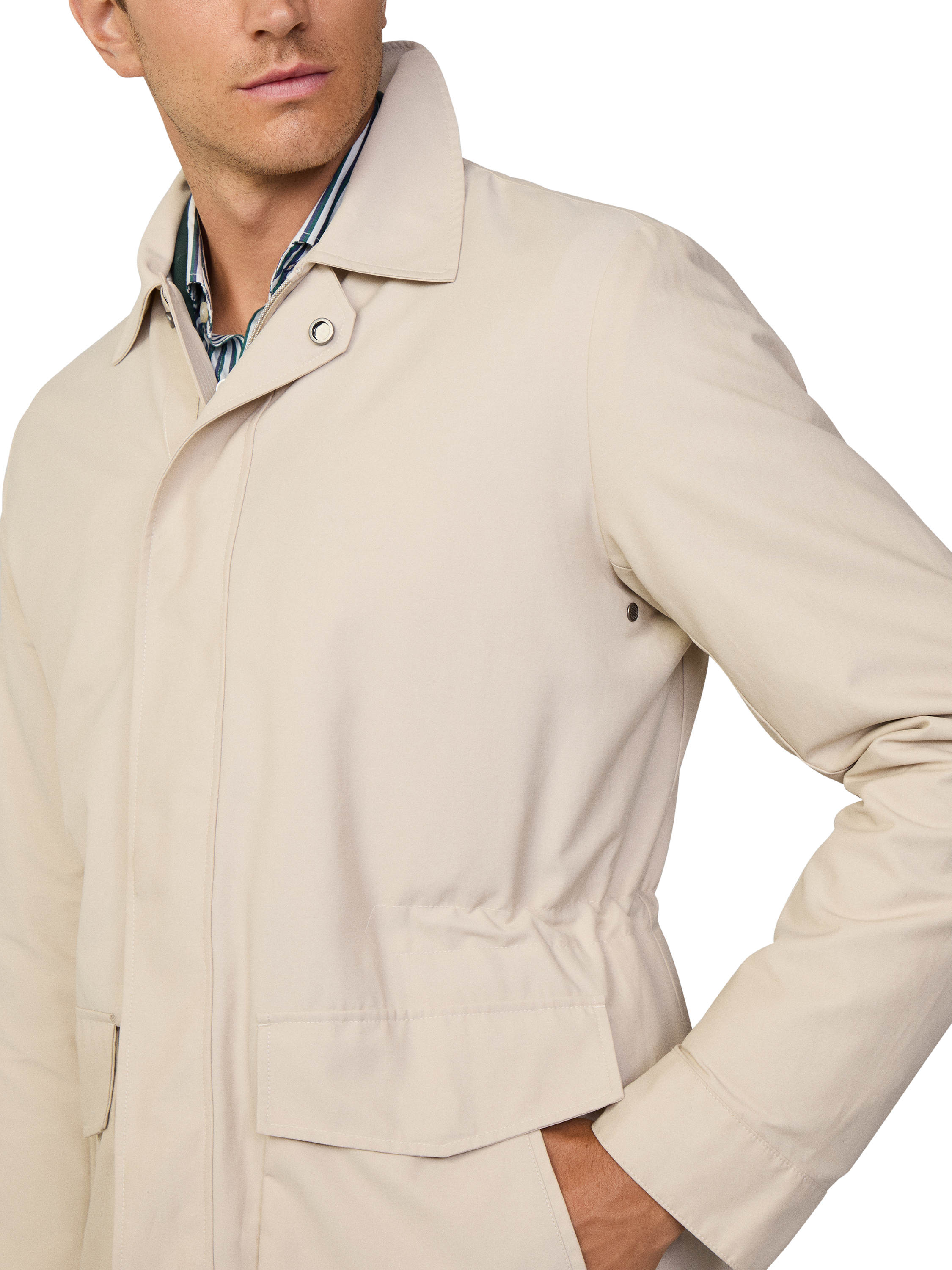 Product image 4 of 8, which shows Hackett London Two Pocket Car Coat, Linen Beige, XXL
