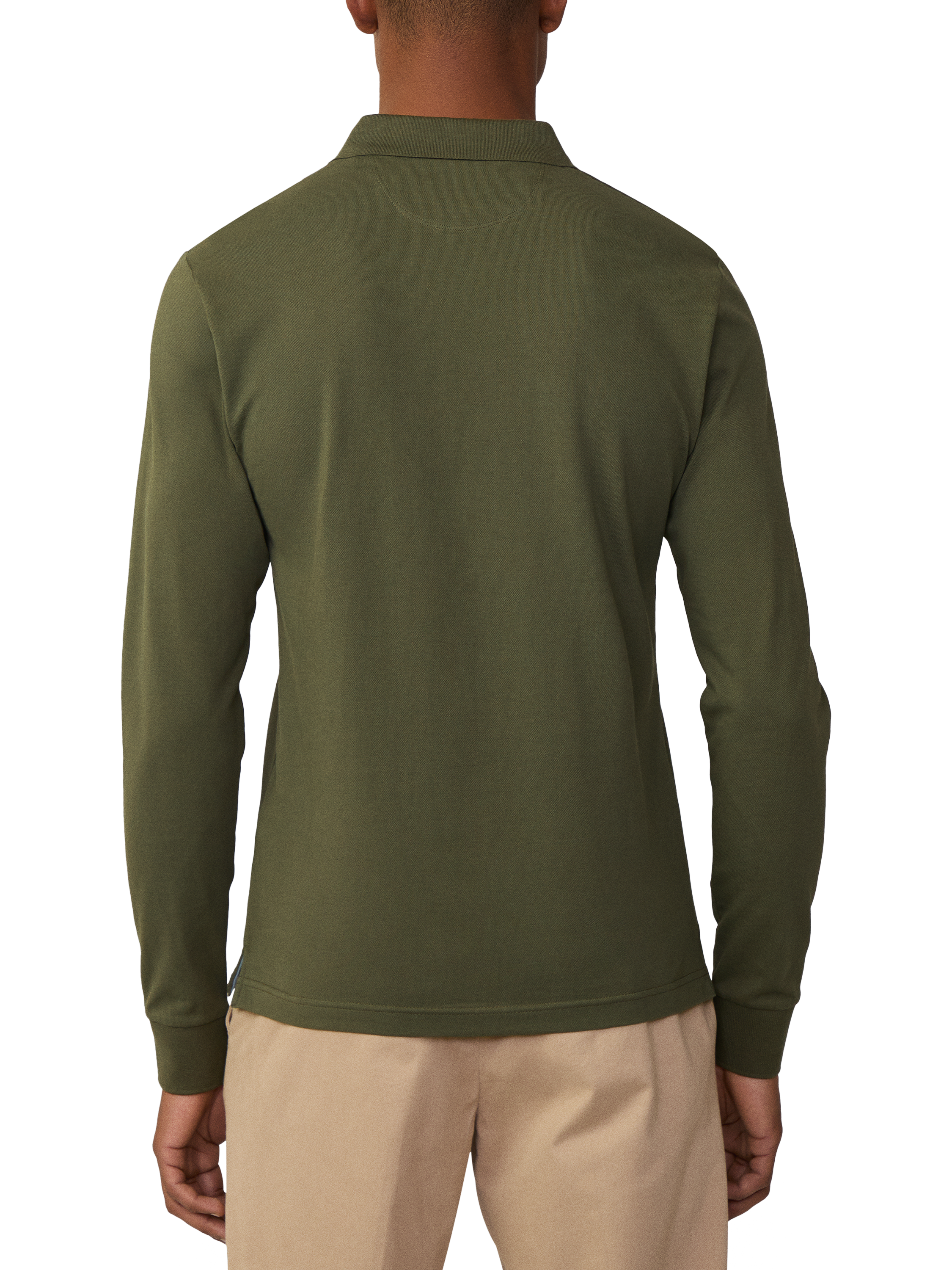 Product image 3 of 7, which shows Hackett London Cotton Slim Fit Long Sleeve Polo Shirt, Thyme Green, XXL