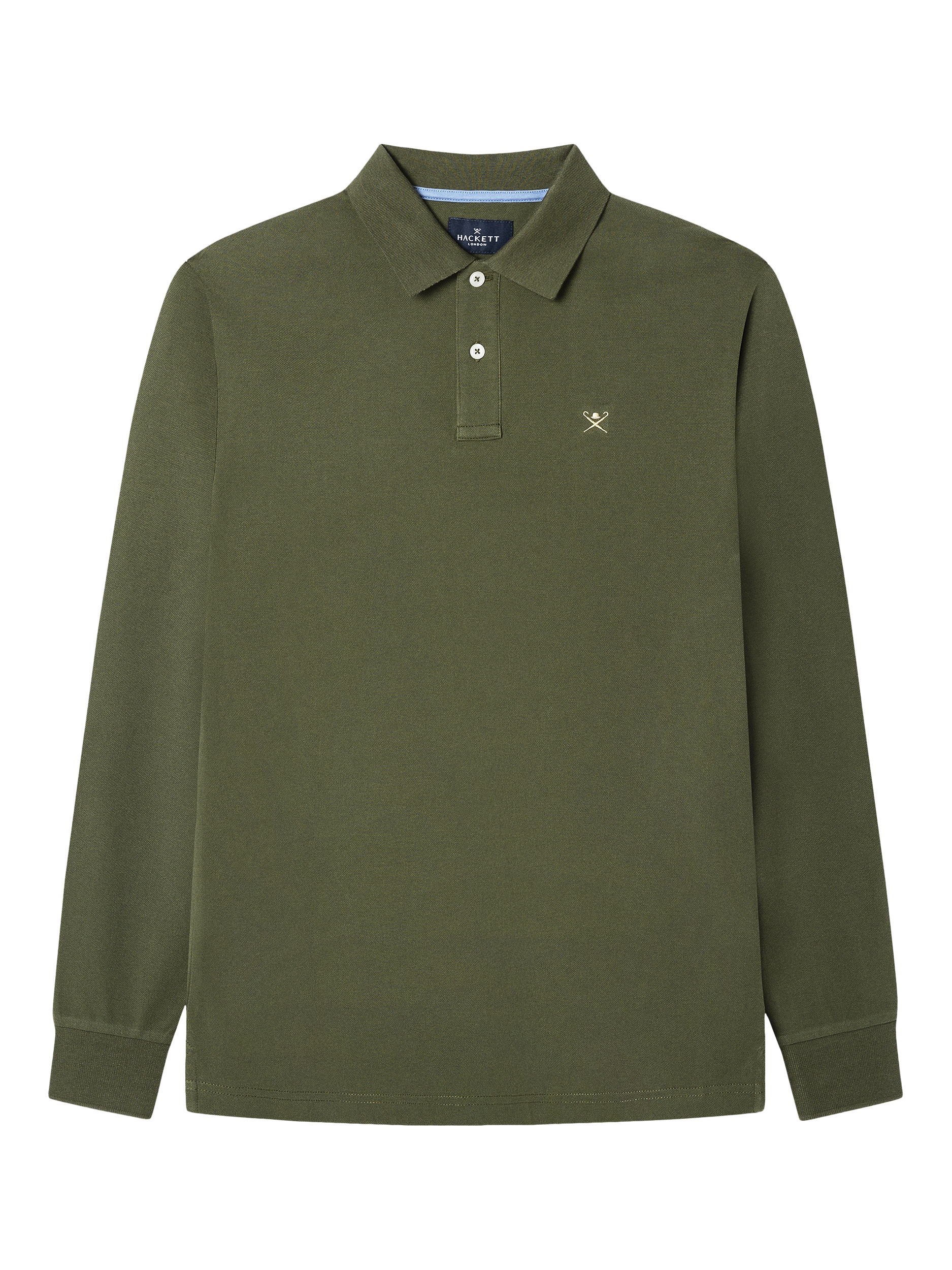 Product image 6 of 7, which shows Hackett London Cotton Slim Fit Long Sleeve Polo Shirt, Thyme Green, XXL